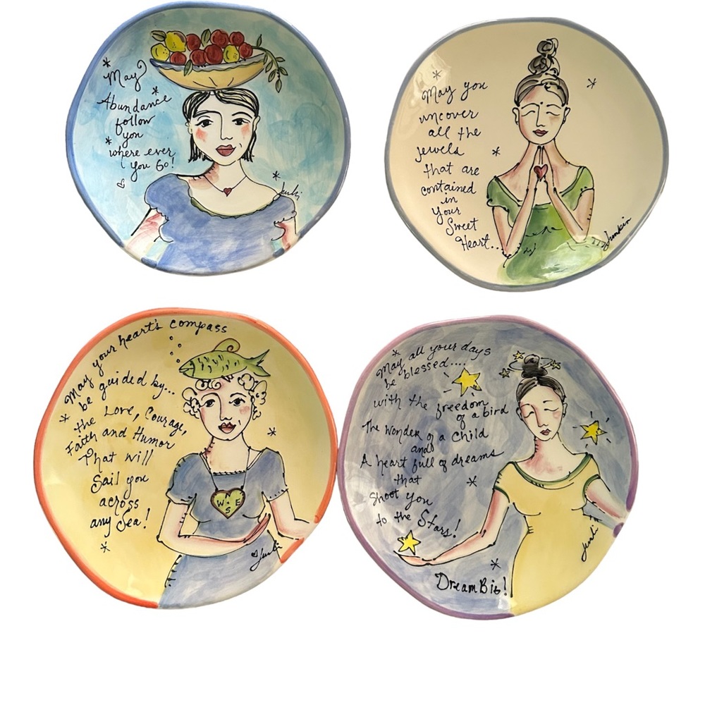 Julia Junkin Studio Dream Big Pottery Decor Display Plate Signed 8” - Picture 5 of 5